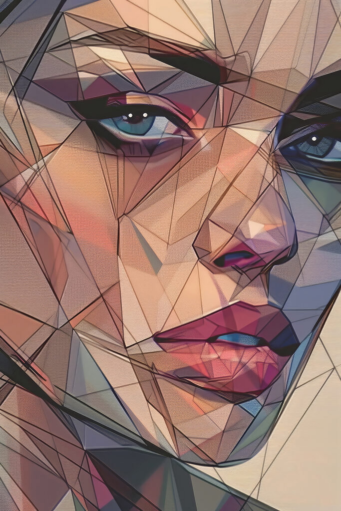 A woman's face with a low poly effect A woman's face with a low poly effect