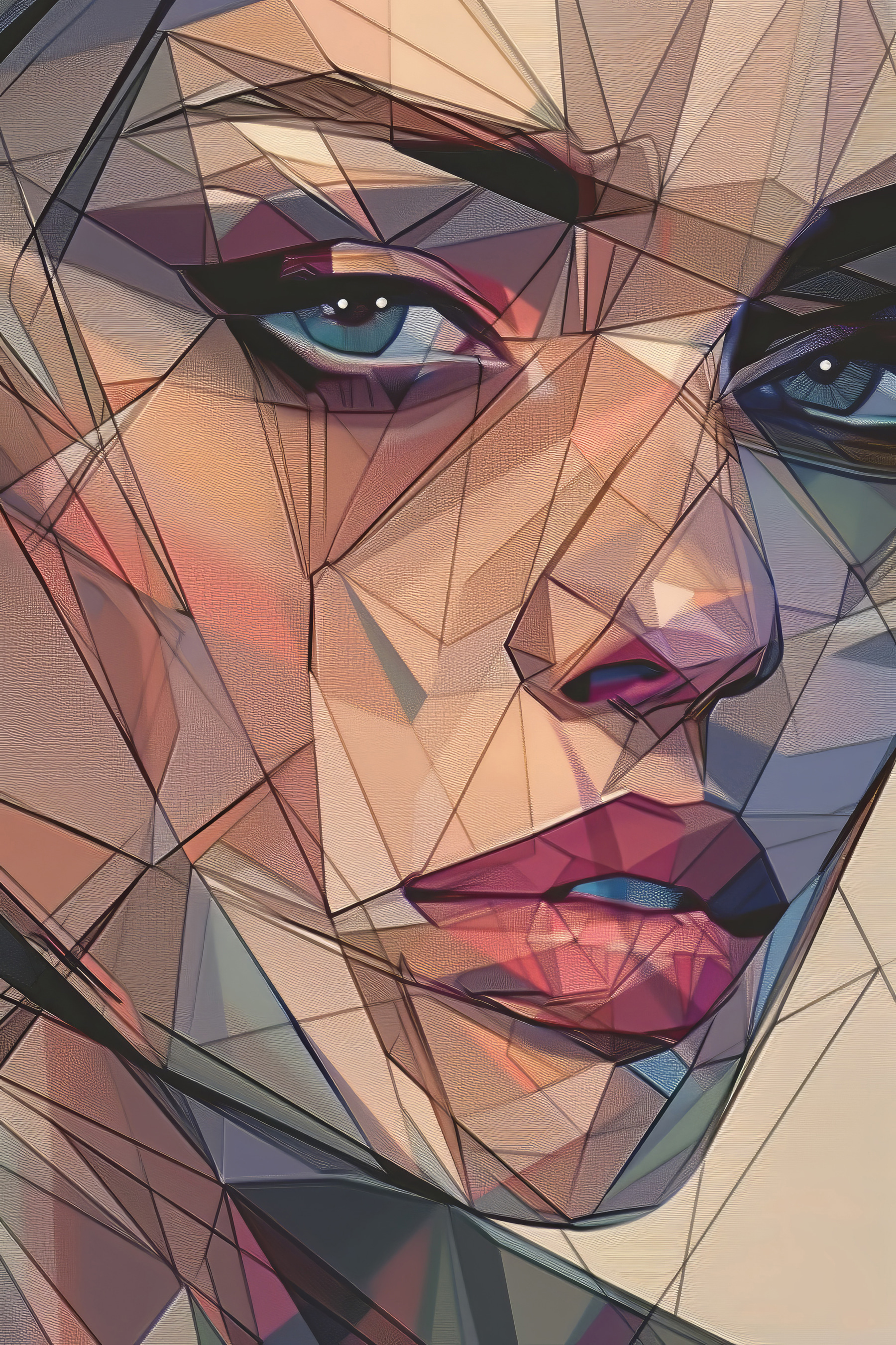 A woman's face with a low poly effect A woman's face with a low poly effect