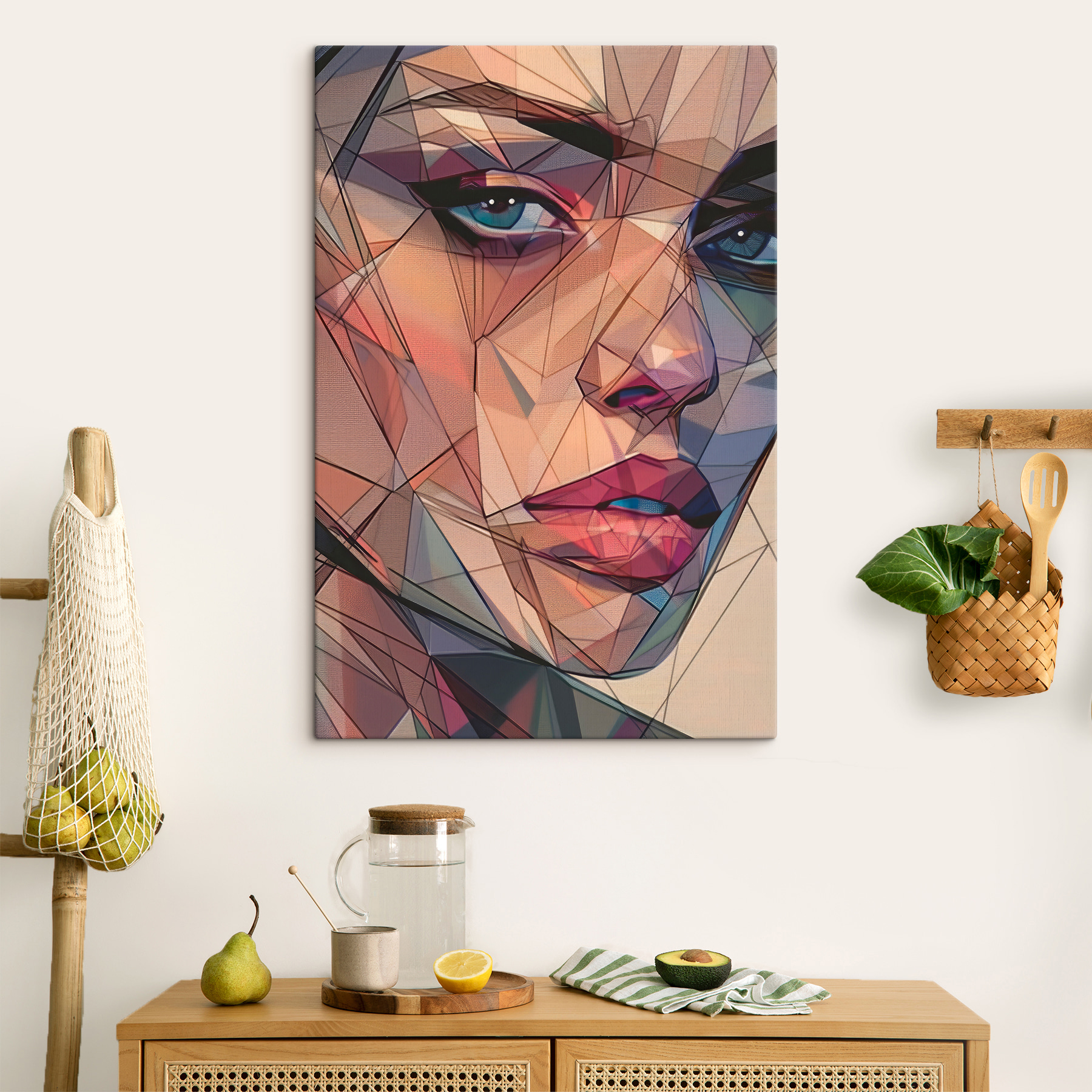 A woman's face with a low poly effect A woman's face with a low poly effect