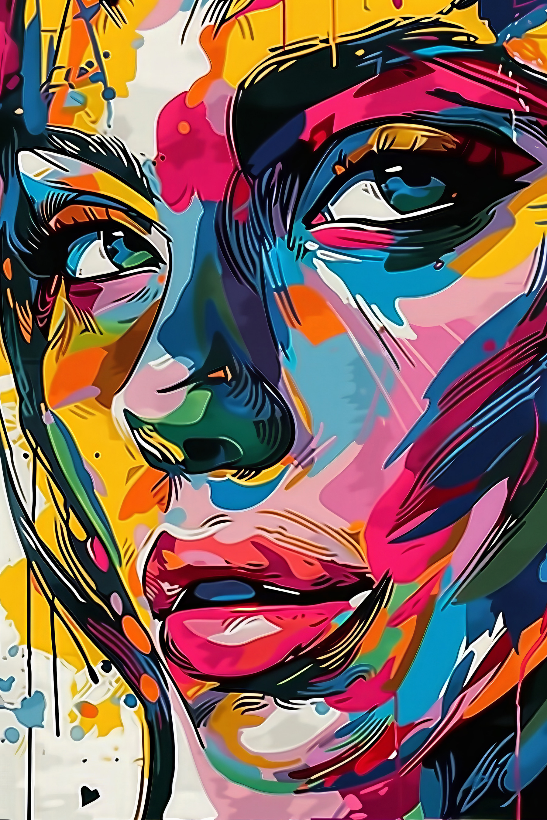 A colorful face of a woman A colorful face of a woman