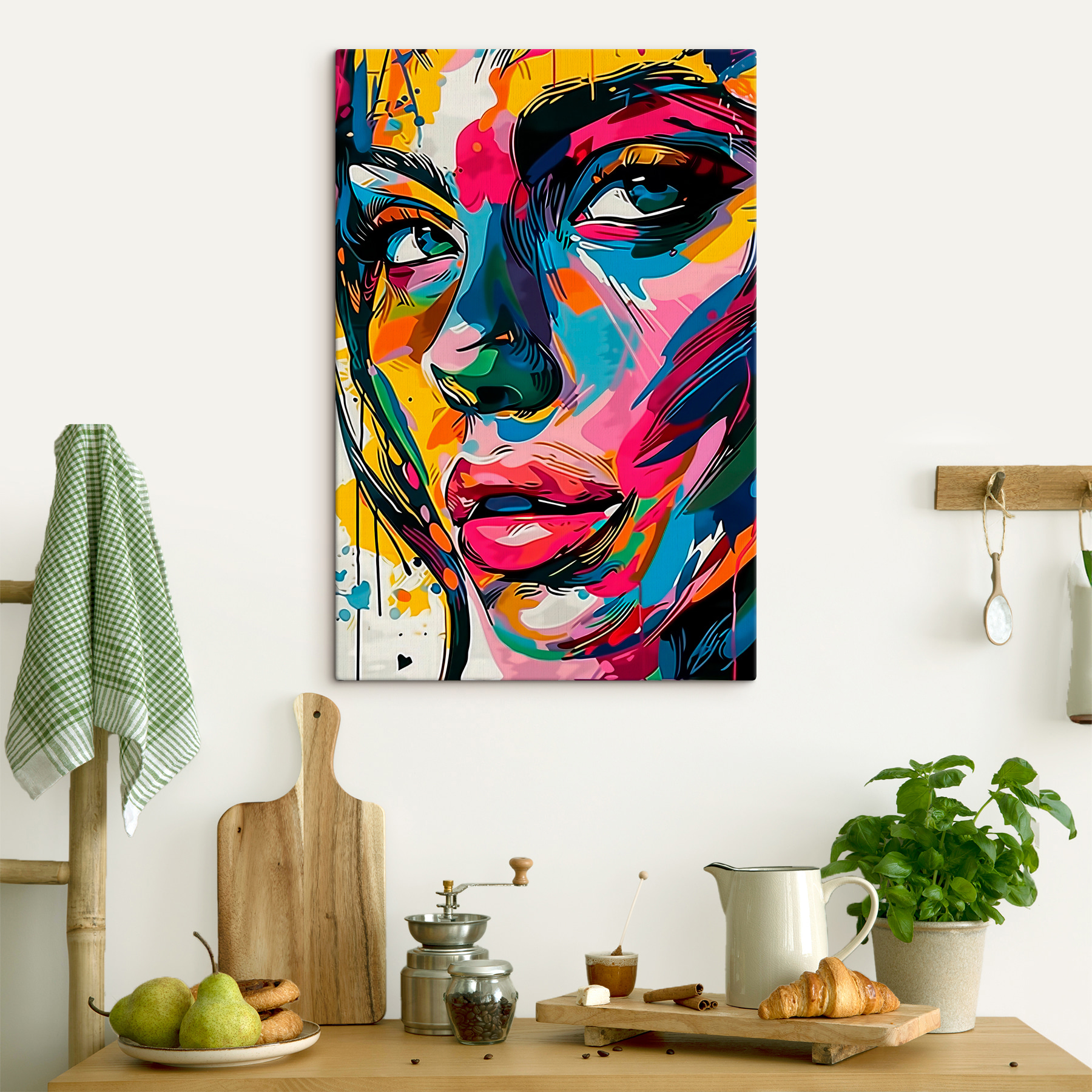 A colorful face of a woman A colorful face of a woman