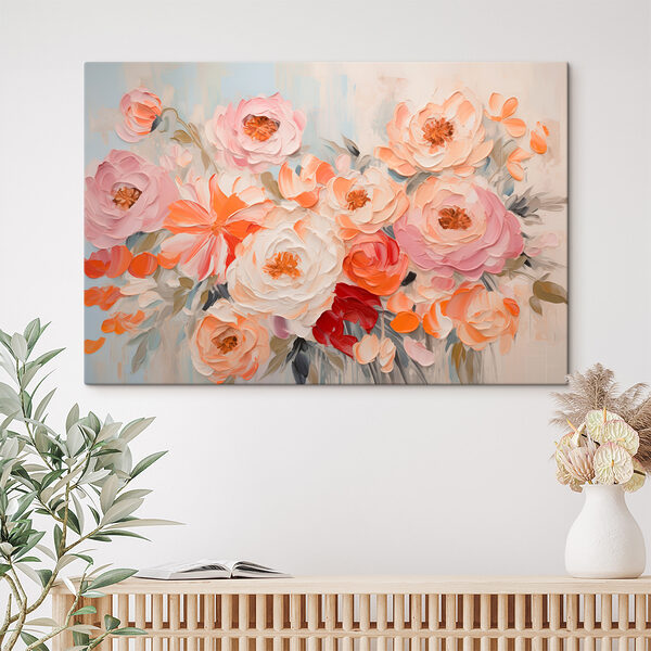 A painting of flowers on a white background