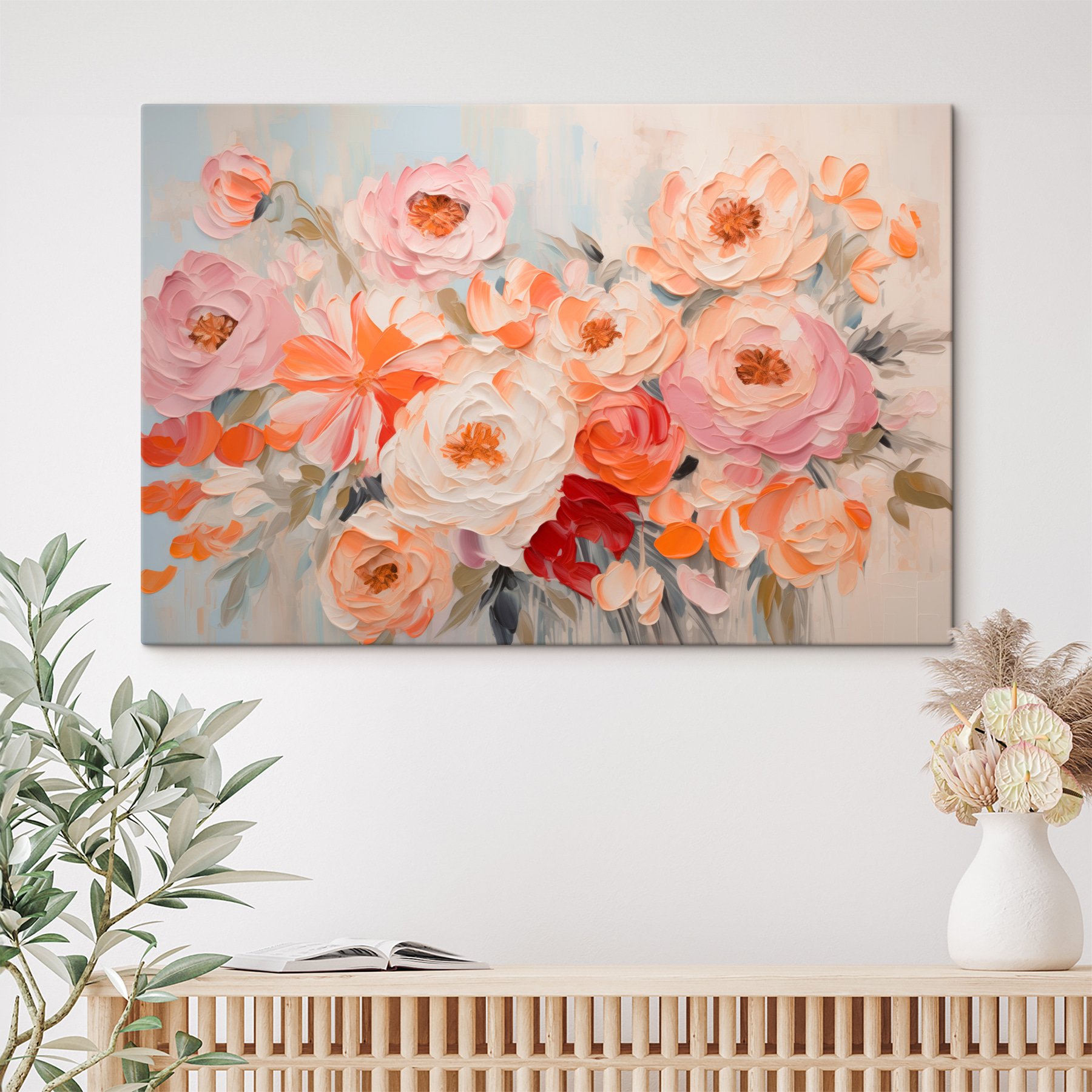 A painting of flowers on a white background