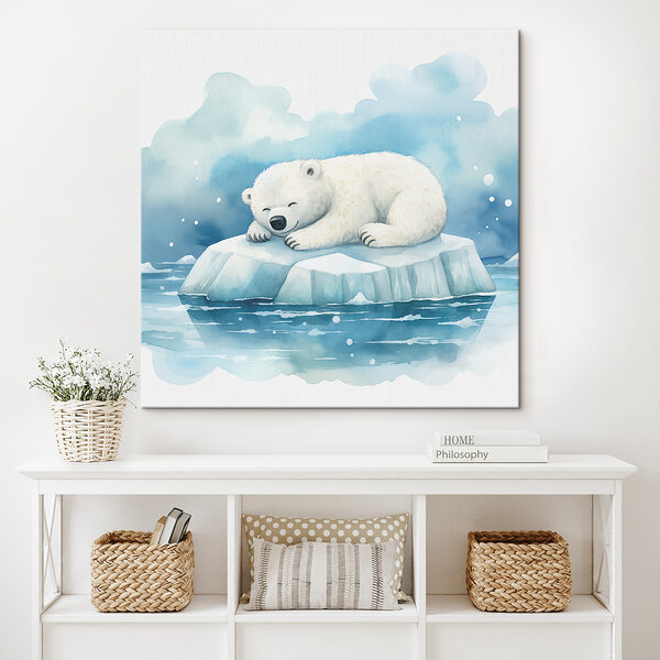 Cuadros Un oso polar tumbado sobre un iceberg en el agua (SKU: s39335) Cuadros Cuadros Un oso polar tumbado sobre un iceberg en el agua (SKU: s39335)