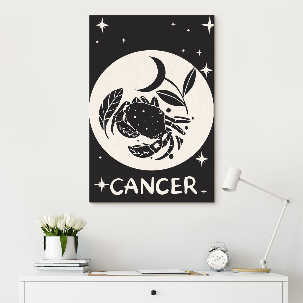 A black and white drawing of a crab and a plant A black and white drawing of a crab and a plant