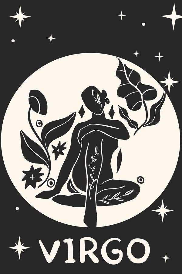 A black and white drawing of a woman sitting in a lotus position