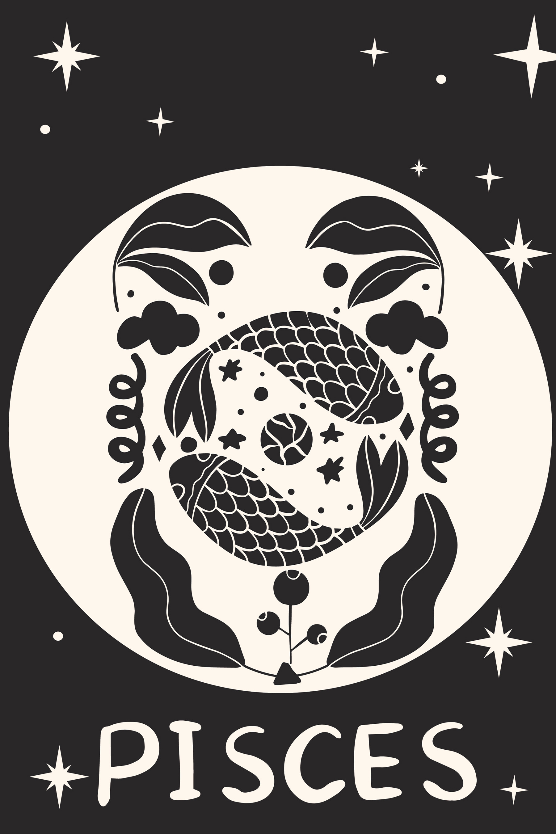 A black and white drawing of a fish A black and white drawing of a fish