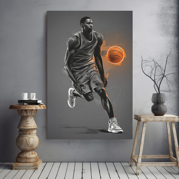 Un jugador de baloncesto con un balón Cuadros Un jugador de baloncesto con un balón