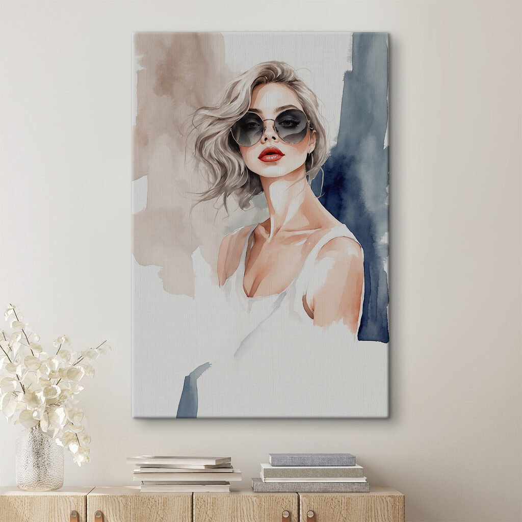 A watercolor of a woman wearing sunglasses A watercolor of a woman wearing sunglasses