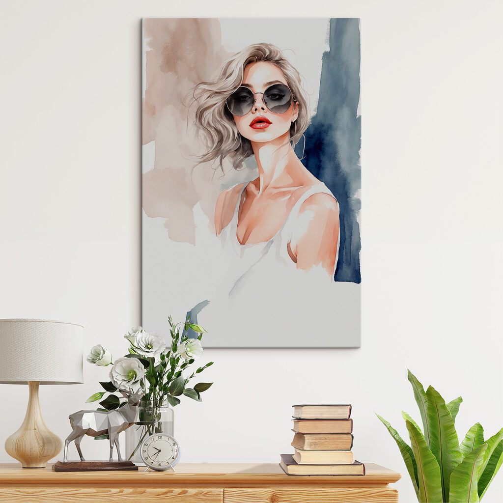 A watercolor of a woman wearing sunglasses A watercolor of a woman wearing sunglasses