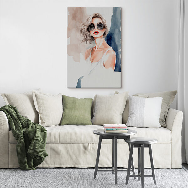 A watercolor of a woman wearing sunglasses A watercolor of a woman wearing sunglasses