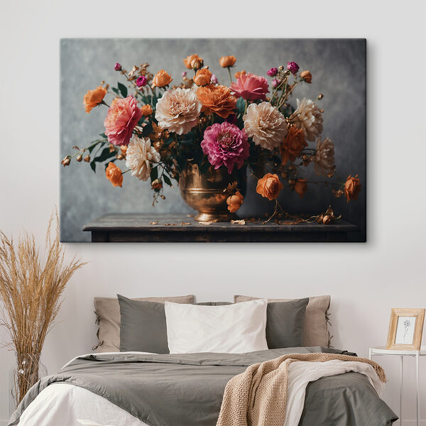 A vase of flowers on a table