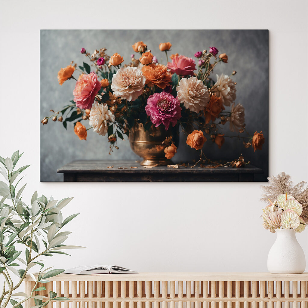 A vase of flowers on a table