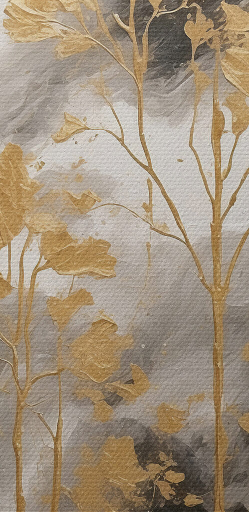 Abstract trees against stormy skies