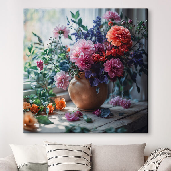 Cuadros Cuadros Un jarrón con flores en el alféizar de la ventana (SKU: s39176)