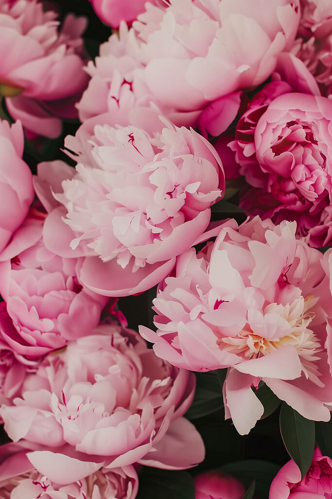 A group of pink flowers
