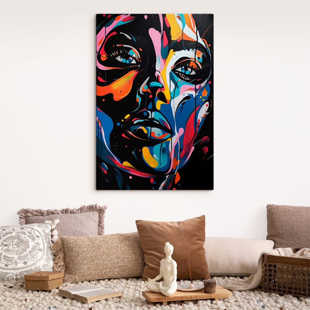 A painting of a woman's face
