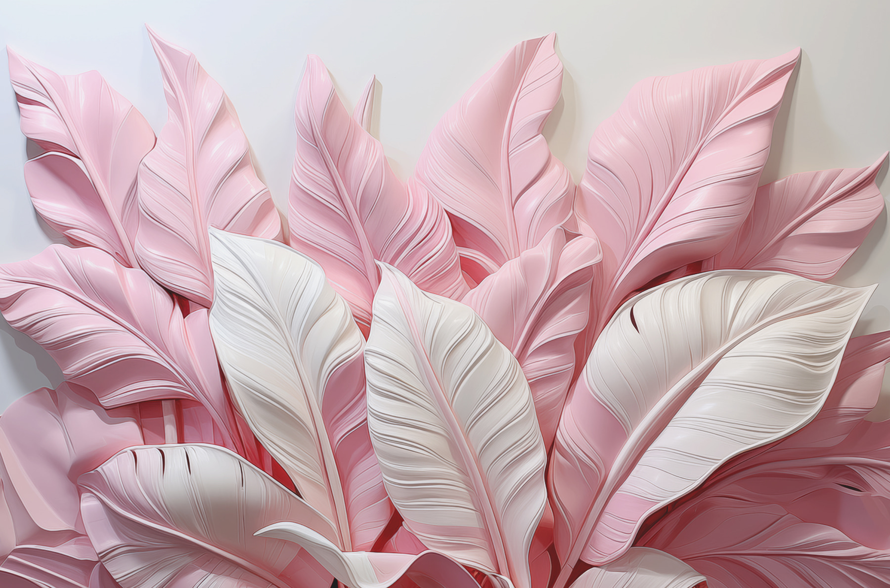 A group of pink and white leaves