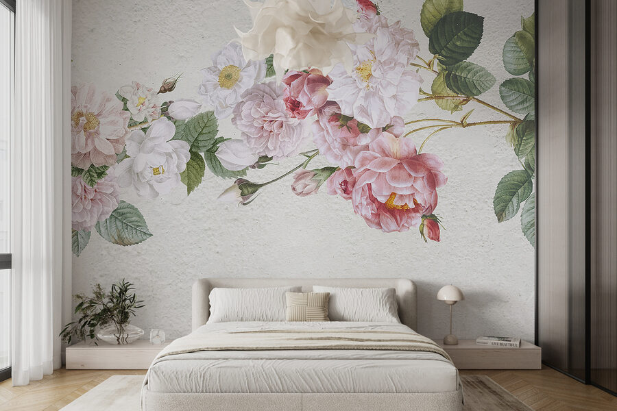 Fotomurales Un cuadro de flores sobre una superficie blanca