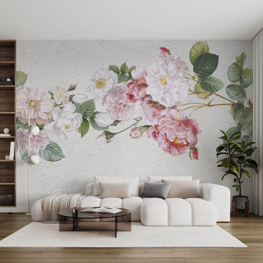 Fotomurales Un cuadro de flores sobre una superficie blanca - Imagen 4