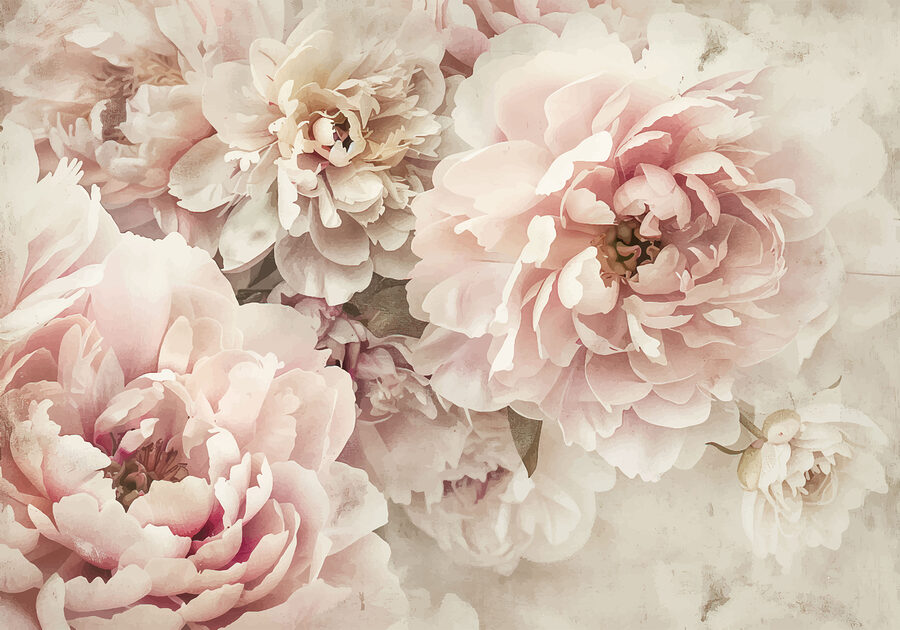 Un grupo de flores rosas