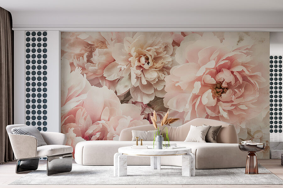 Un grupo de flores rosas