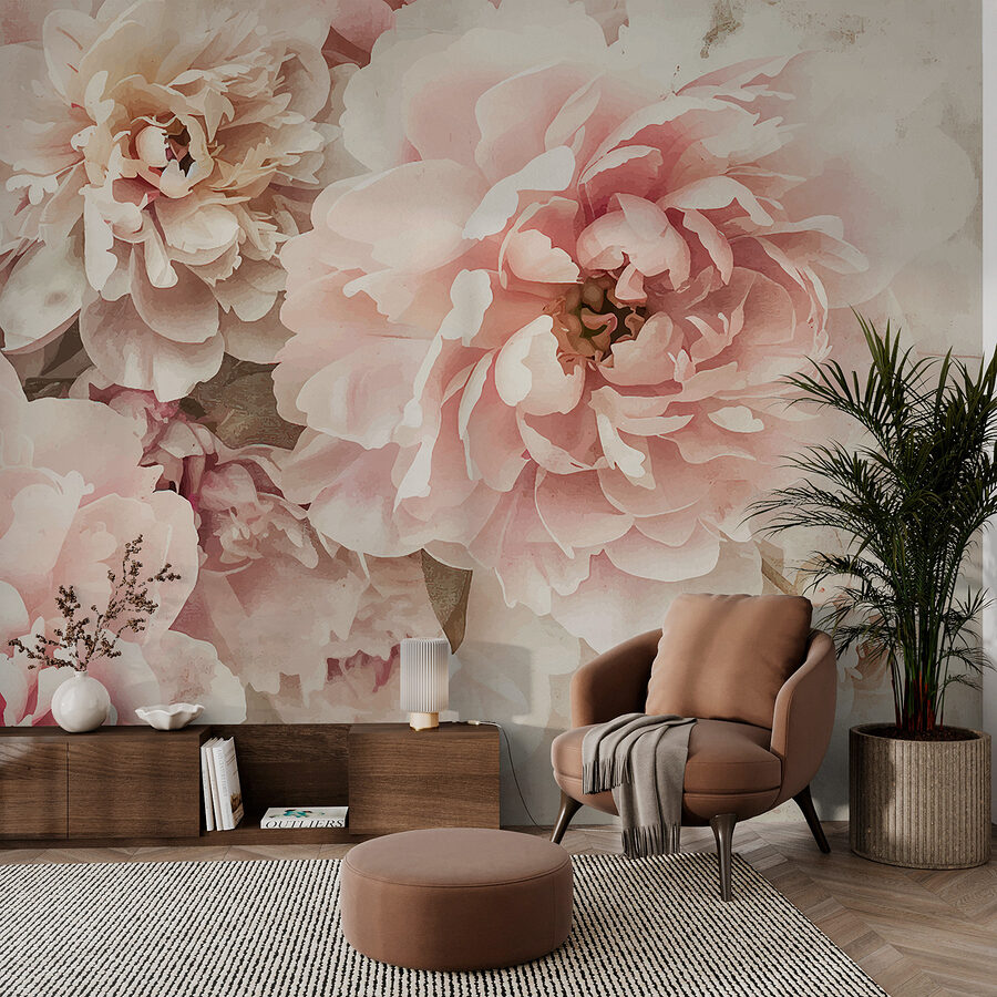 Un grupo de flores rosas