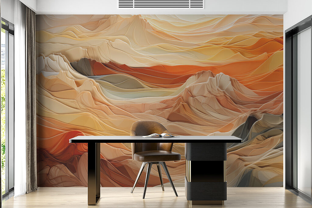A colorful mountains with lines