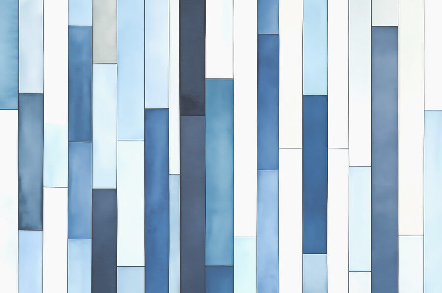 Una pared a rayas azules y blancas