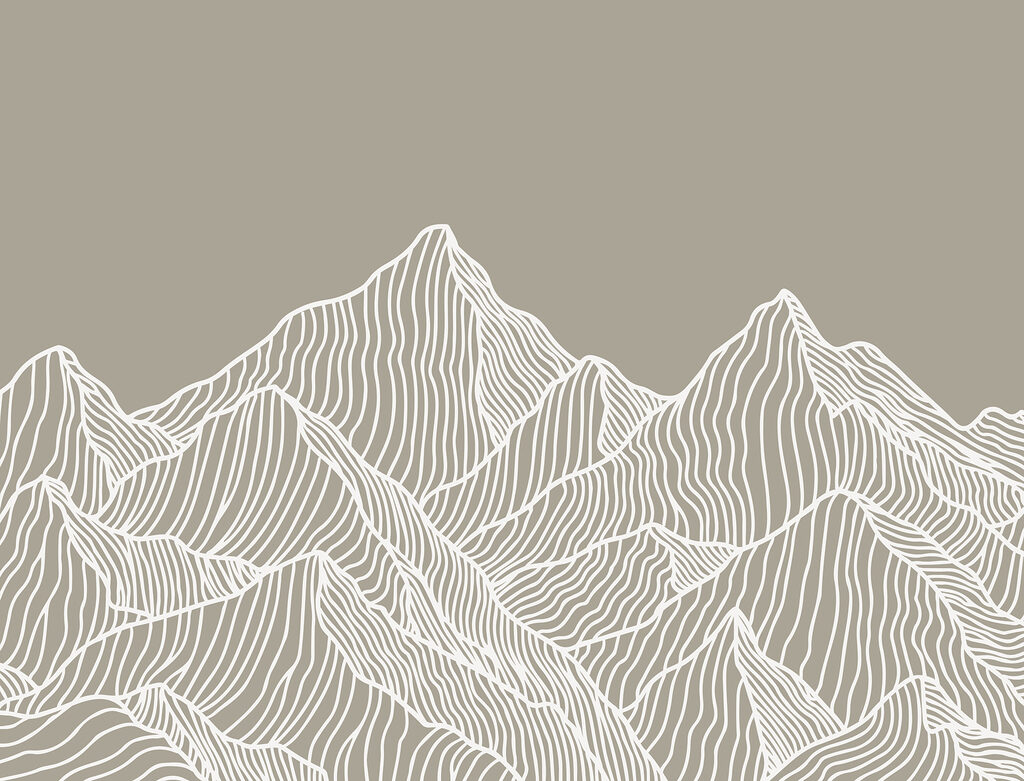 Un arte lineal blanco de montañas Un arte lineal blanco de montañas