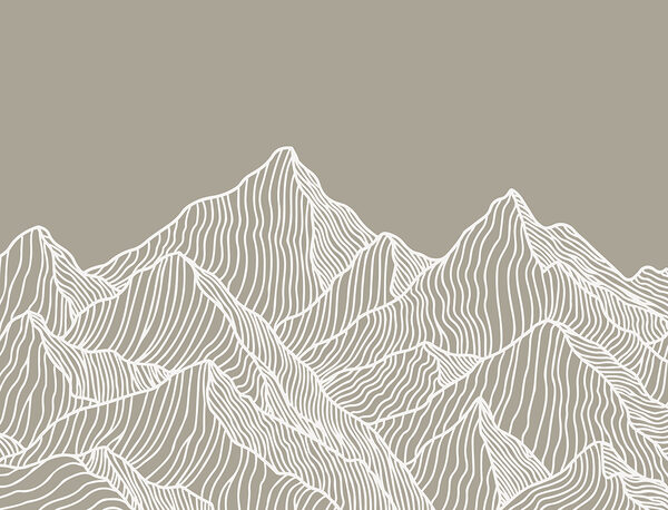 Un arte lineal blanco de montañas Un arte lineal blanco de montañas