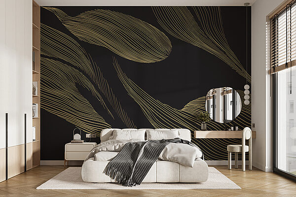 A black background with yellow lines
