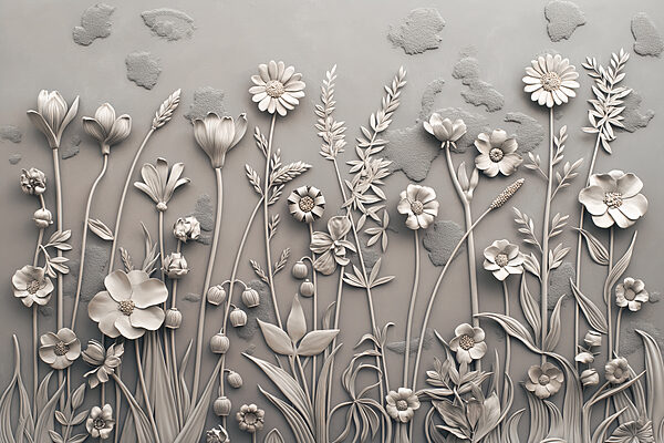 Arte mural con flores y plantas Arte mural con flores y plantas