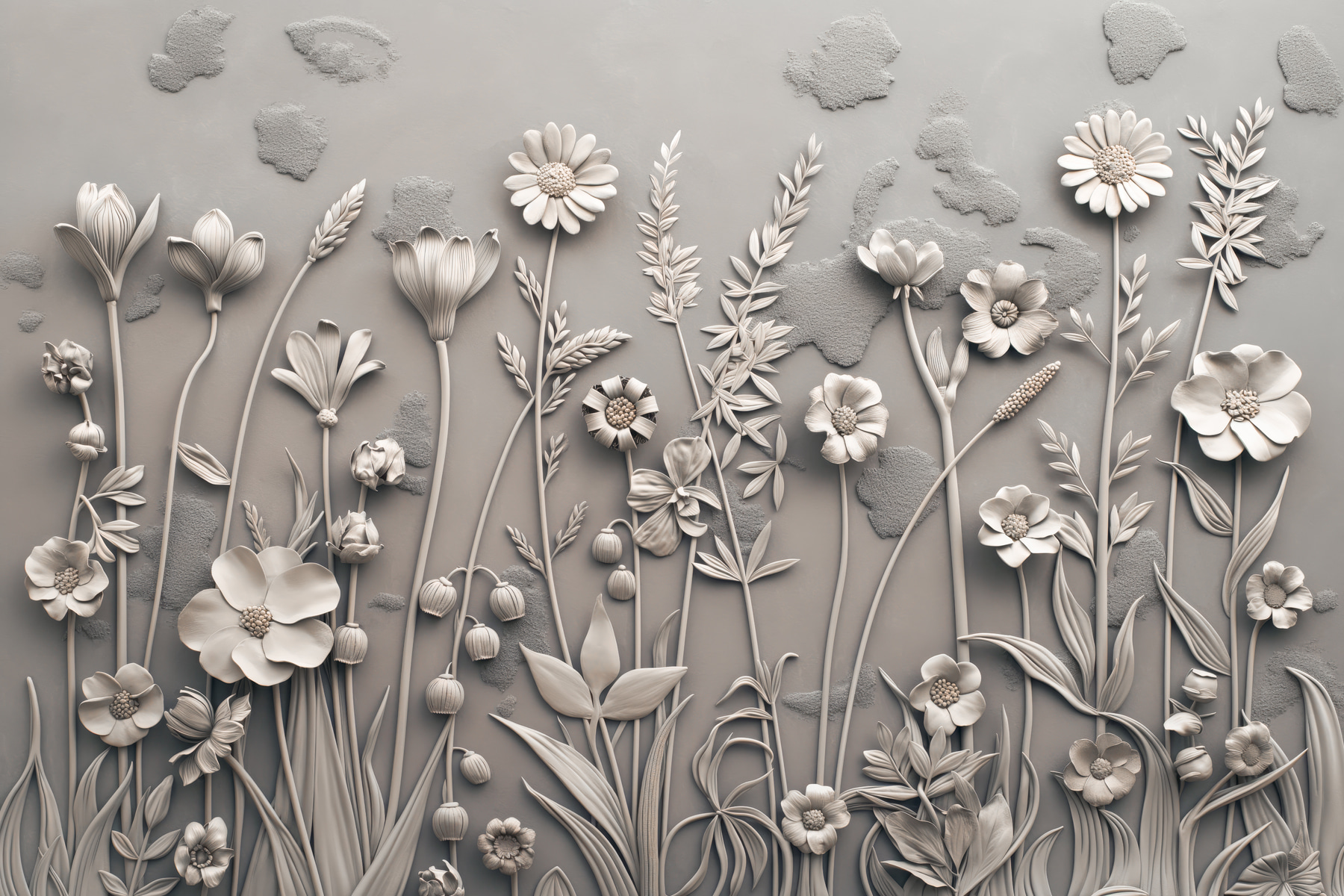 A wall art with flowers and plants A wall art with flowers and plants