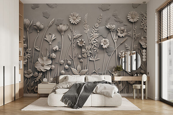 Arte mural con flores y plantas Arte mural con flores y plantas
