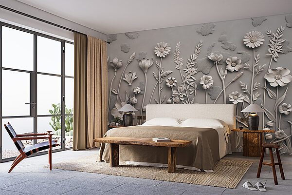 Arte mural con flores y plantas Arte mural con flores y plantas