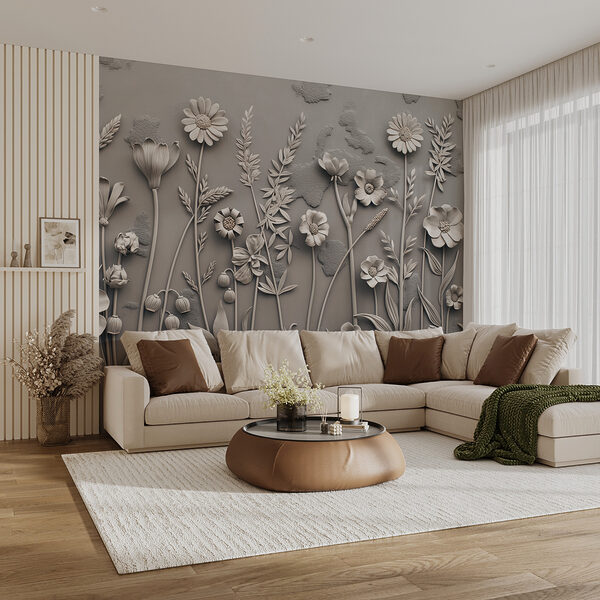 Arte mural con flores y plantas Arte mural con flores y plantas