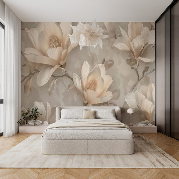 Un papel pintado con flores Un papel pintado con flores