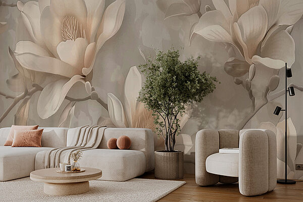 Un papel pintado con flores Un papel pintado con flores