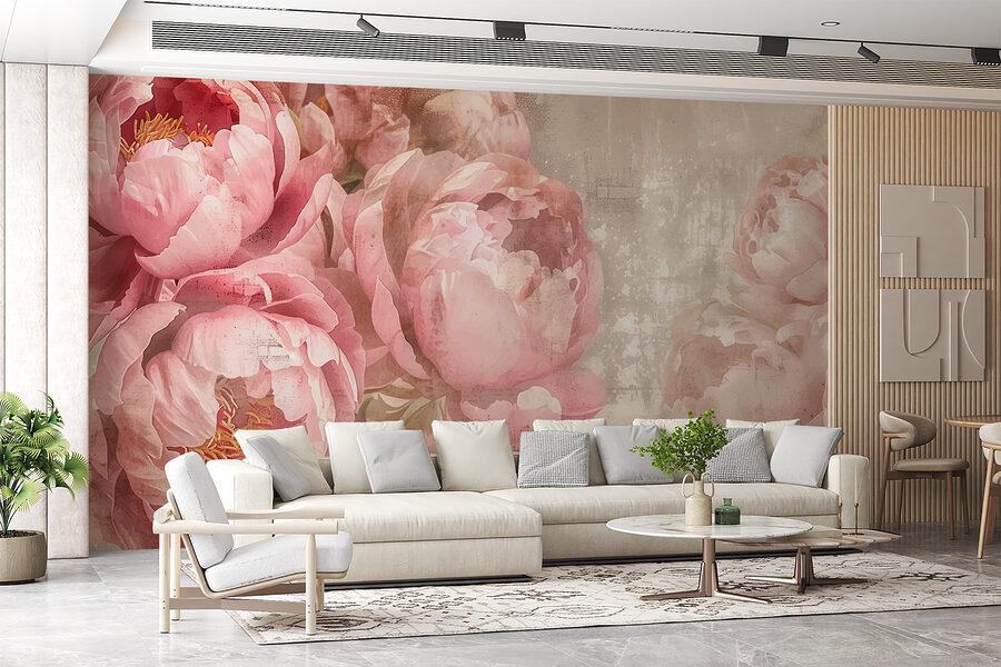 Un grupo de flores rosas