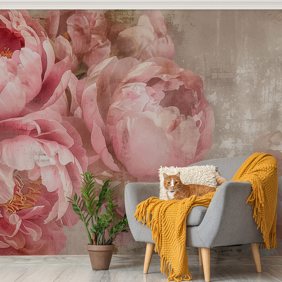 Un grupo de flores rosas