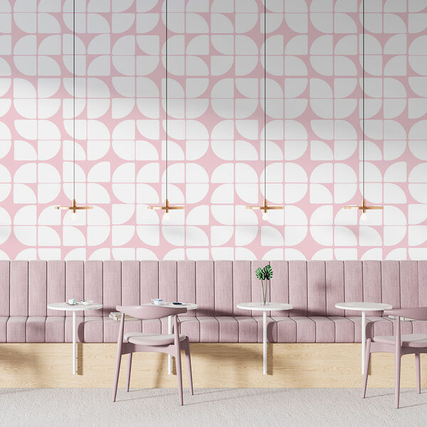 A pattern of white and pink circles
