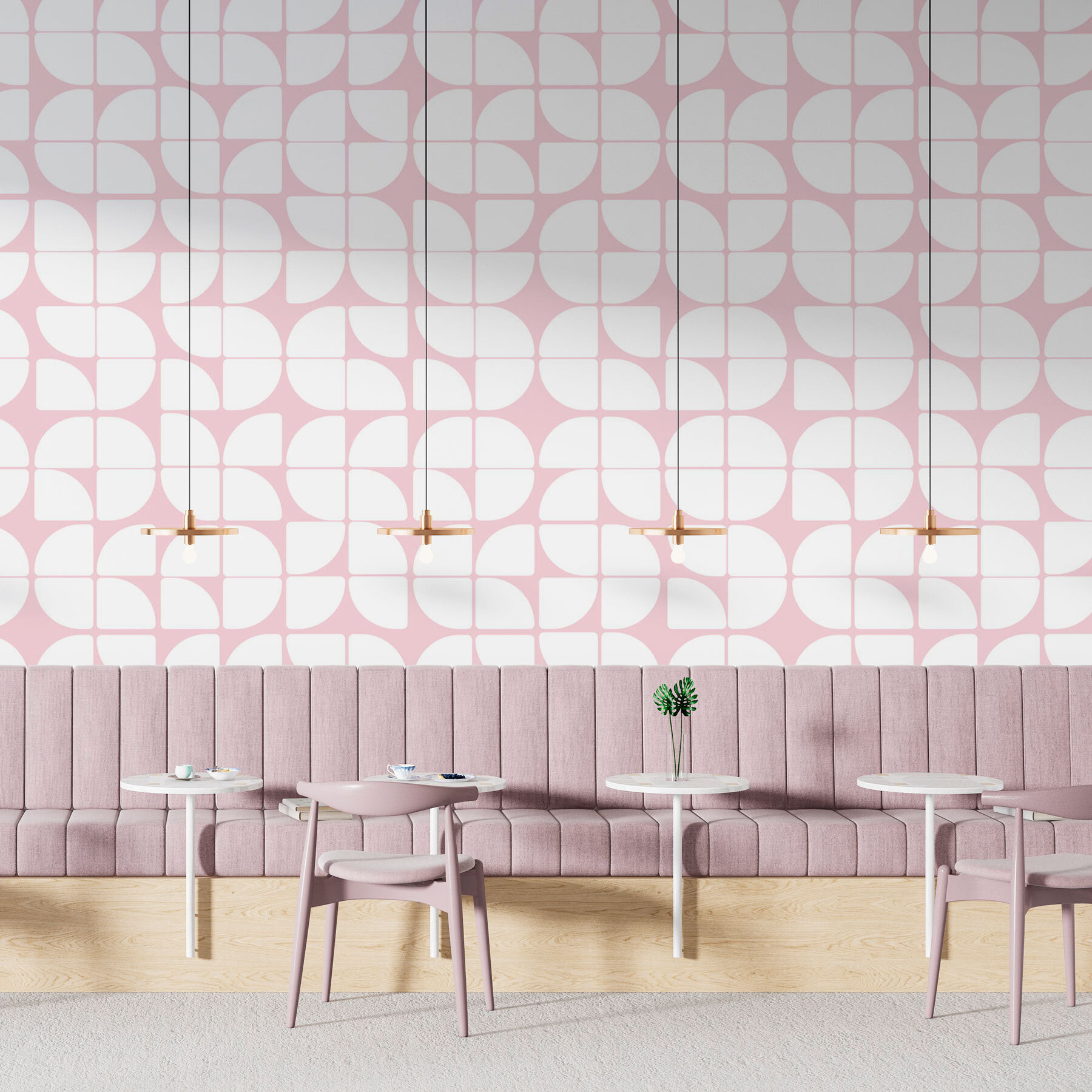 A pattern of white and pink circles