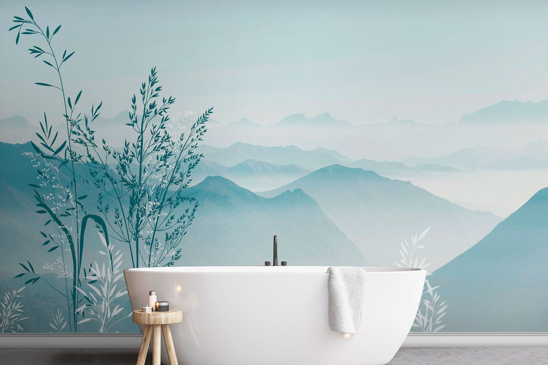 A landscape with mountains and trees