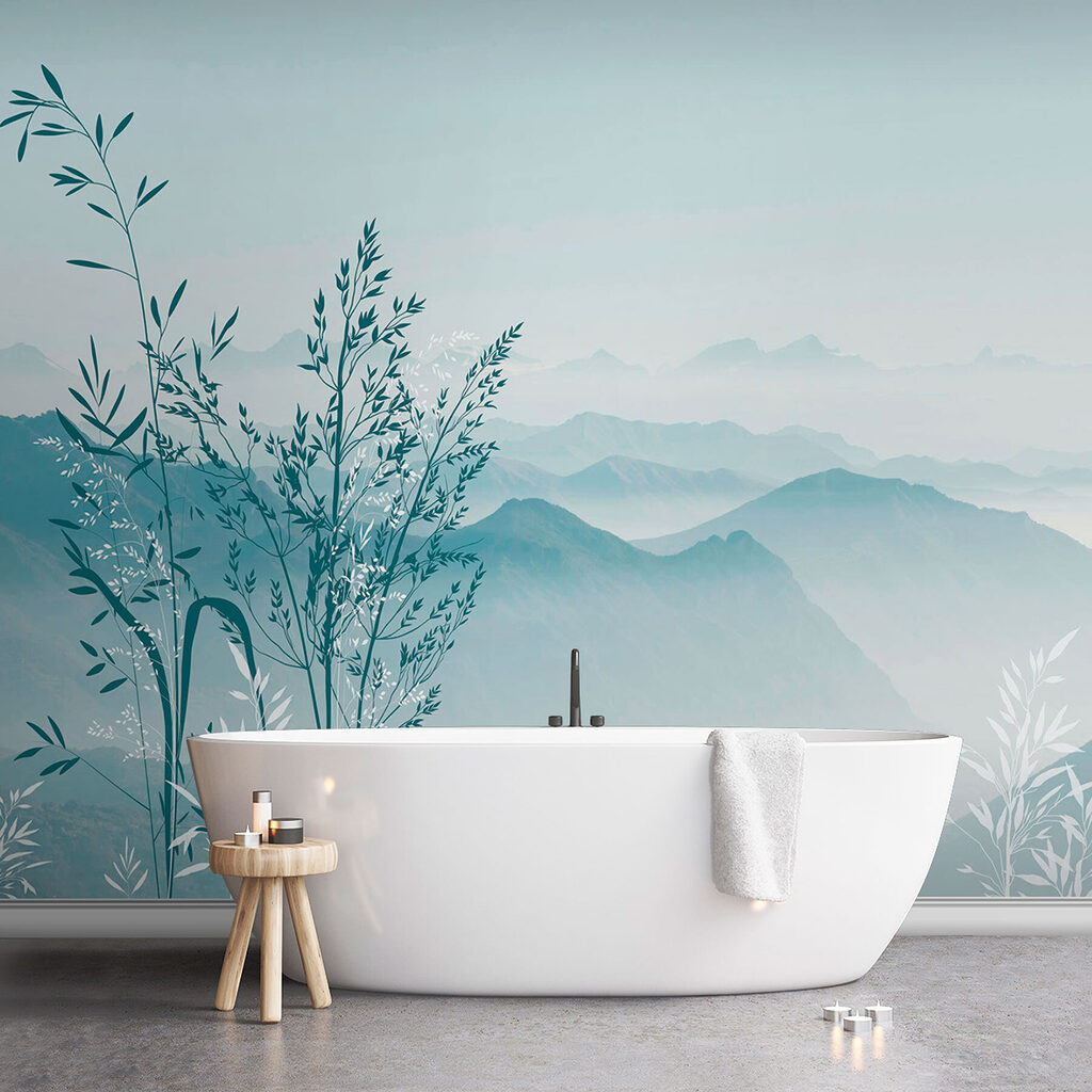 A landscape with mountains and trees