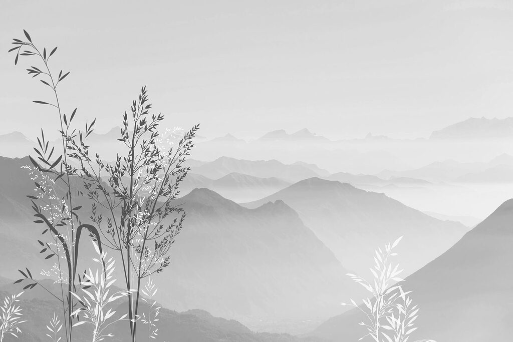 Un paisaje con montañas y plantas Un paisaje con montañas y plantas