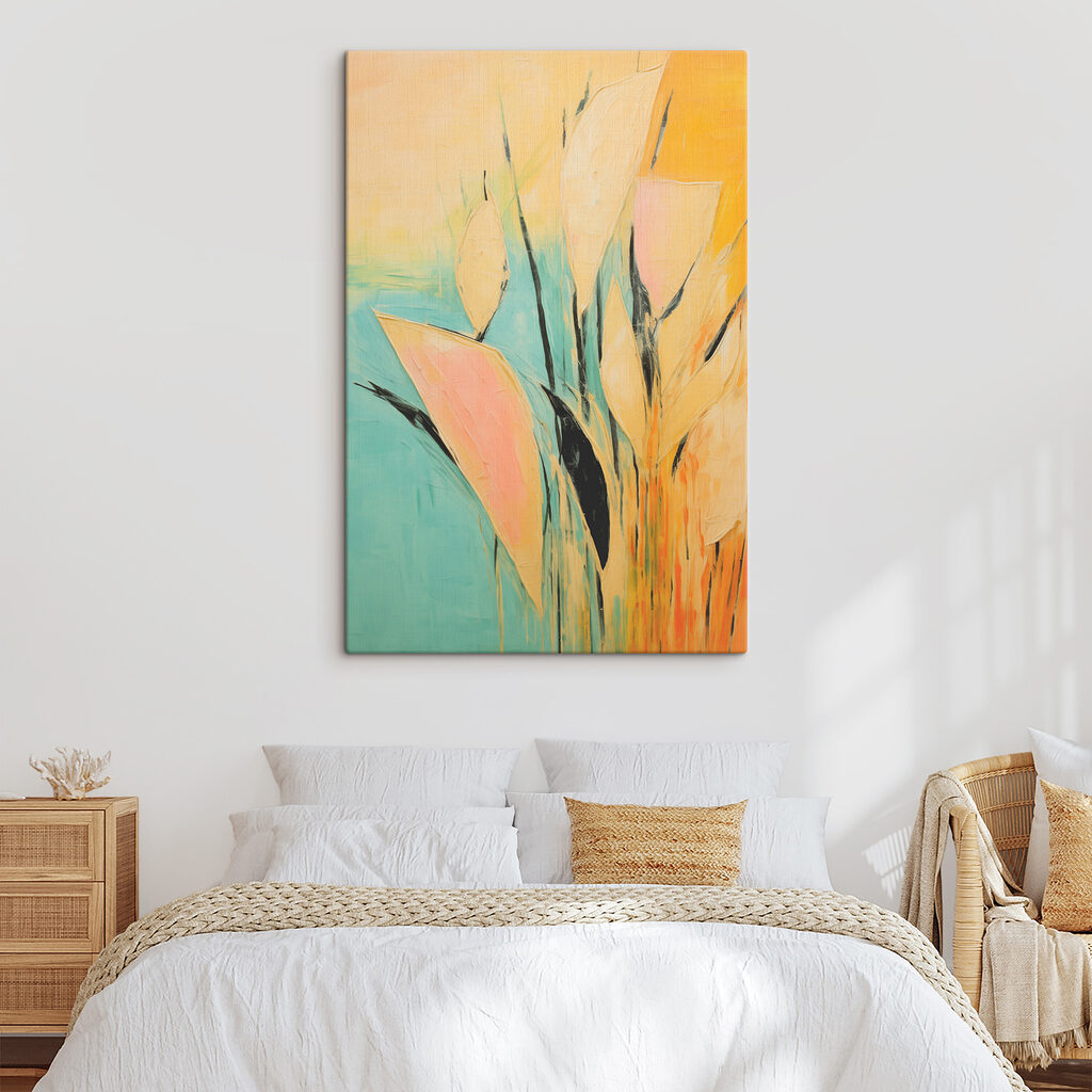 A painting of leaves and stems