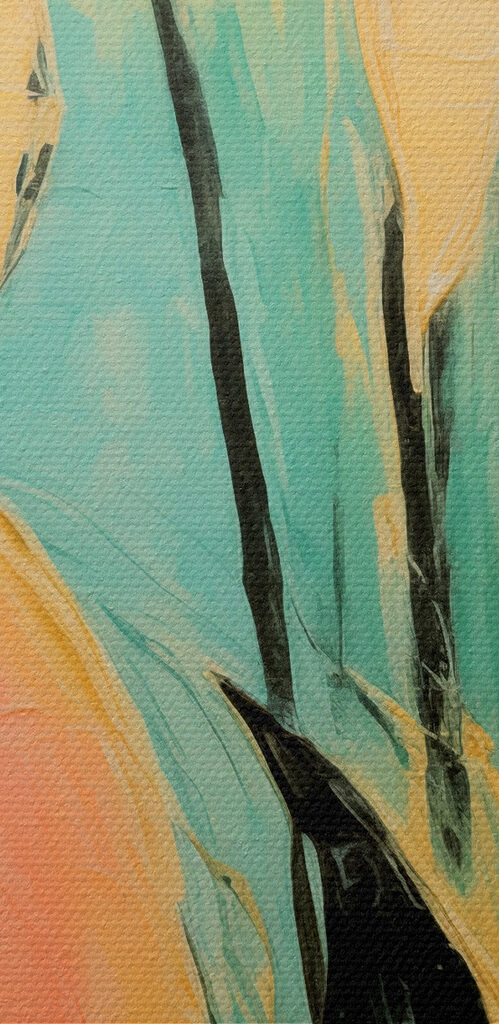 A painting of leaves and stems