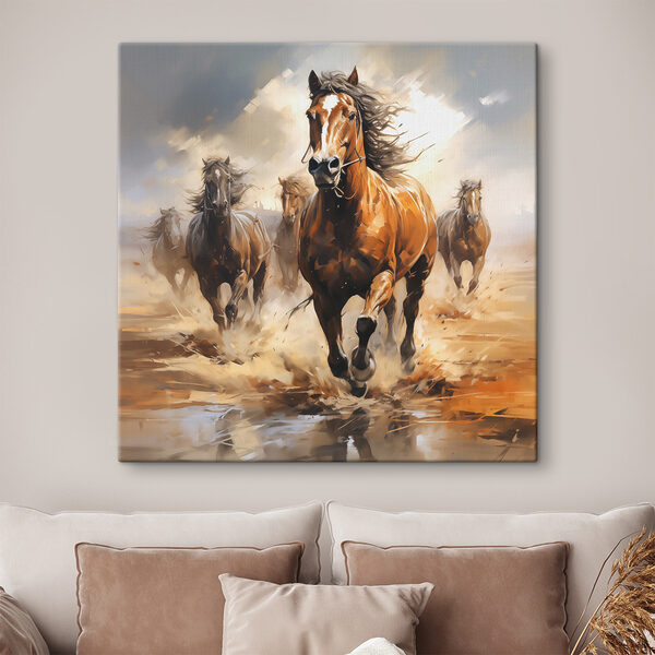 Cuadros Un grupo de caballos corriendo por el agua (SKU: s39436) Cuadros Cuadros Un grupo de caballos corriendo por el agua (SKU: s39436)