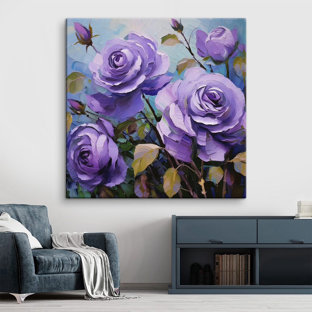 A painting of purple roses A painting of purple roses